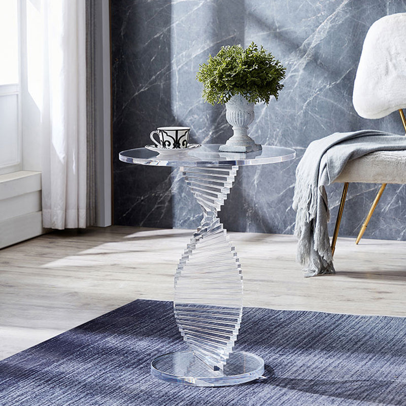 18" Wide Glam Side Table Acrylic Pedestal Clear Accent Side Table