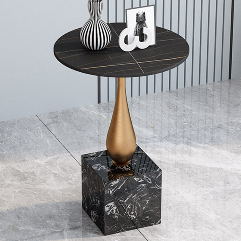 13.77" Wide Pedestal Side Table Modernistic Metal Side End Snack Table