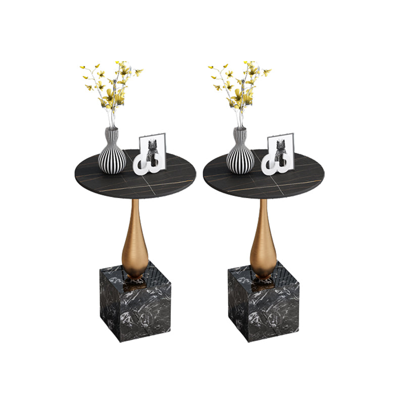 13.77" Wide Pedestal Side Table Modernistic Metal Side End Snack Table