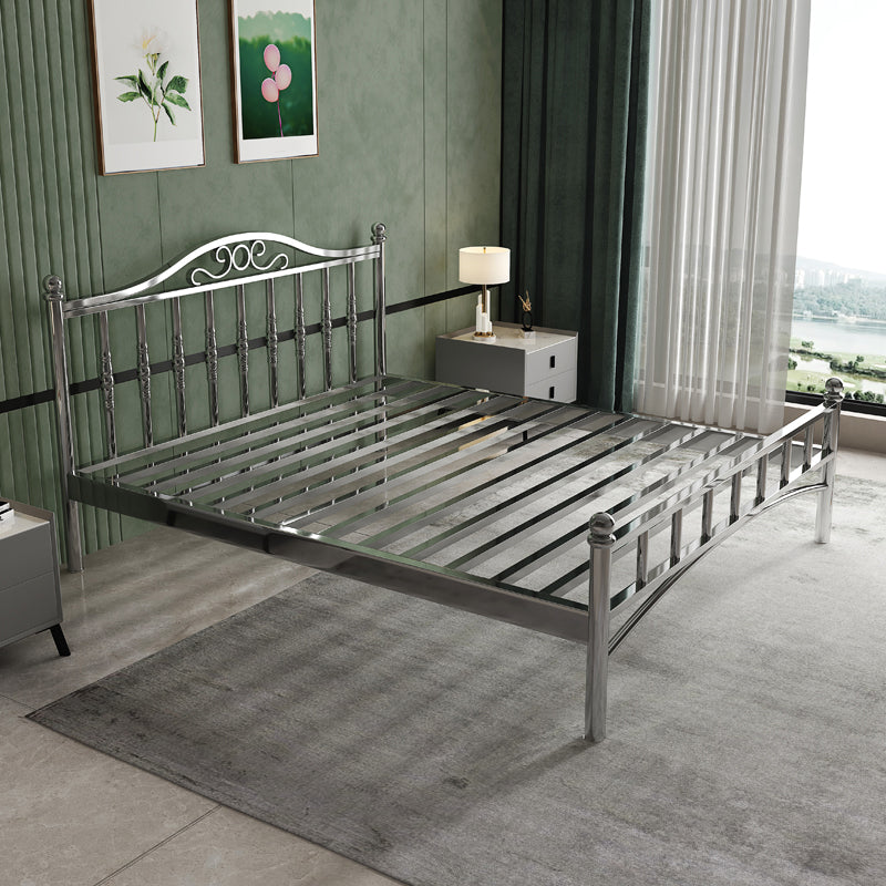 Modern Silver Color Bed Headboard Standard Bed with Metal Legs