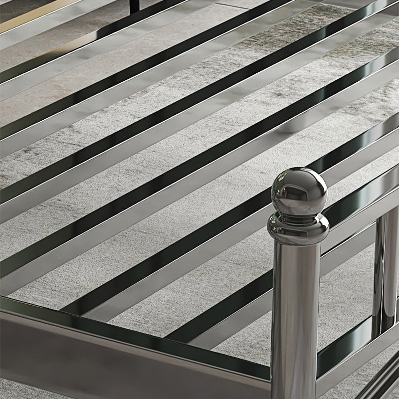 Modern Silver Color Bed Headboard Standard Bed with Metal Legs
