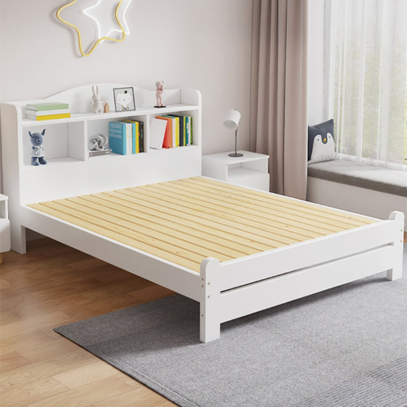 Modern Solid Wood Bed Bookcase Included Bed with Headboard for Bedroom