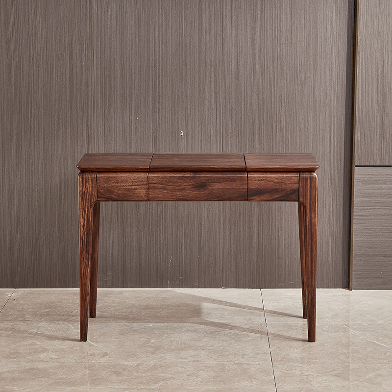 2 Drawer & Jewelry Vanity Desk Brown Wood Makeup Vanity Desk