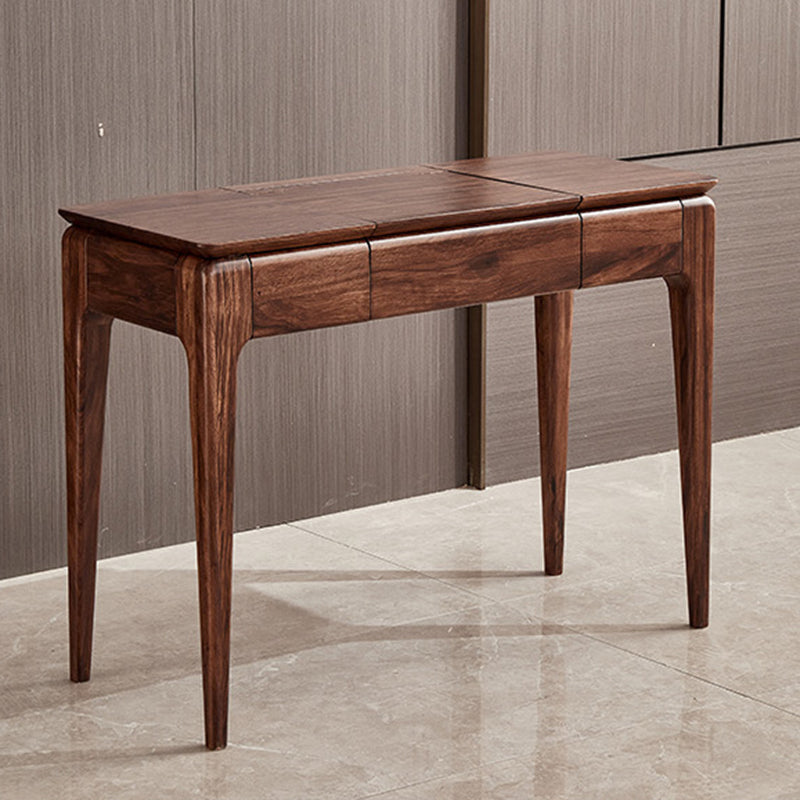 2 Drawer & Jewelry Vanity Desk Brown Wood Makeup Vanity Desk