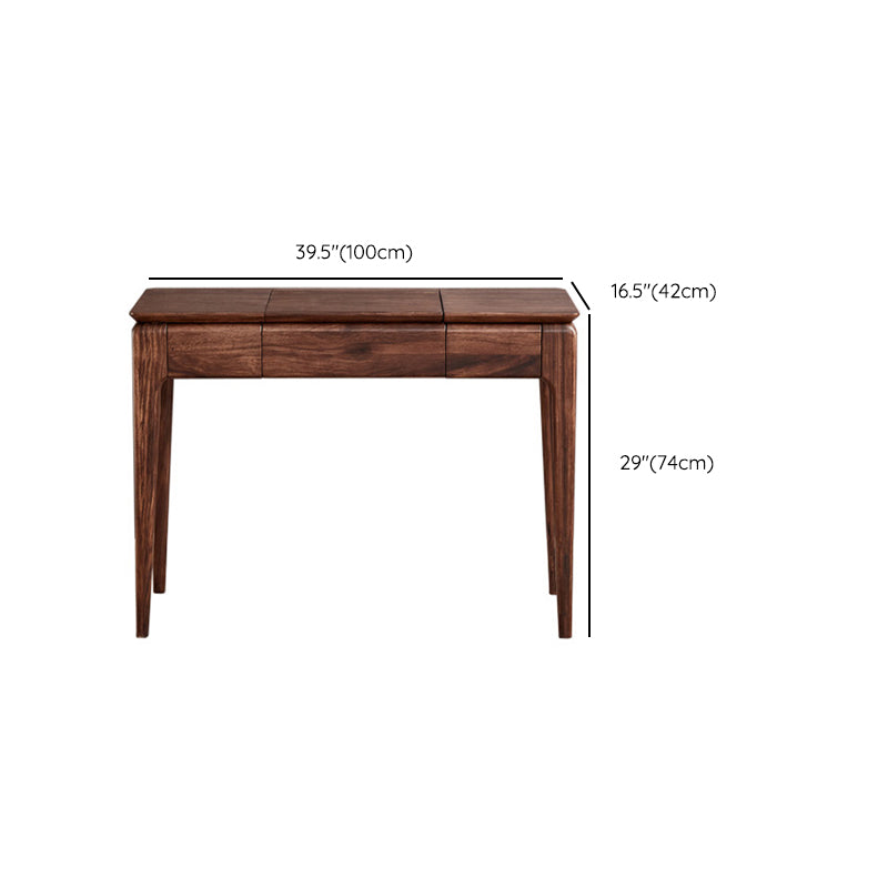 2 Drawer & Jewelry Vanity Desk Brown Wood Makeup Vanity Desk