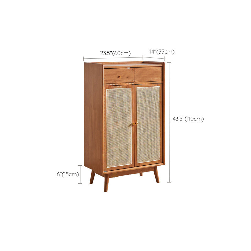 Mid-Century Modern Rectangle Storage Cabinet Natural Finish Accent Cabinet