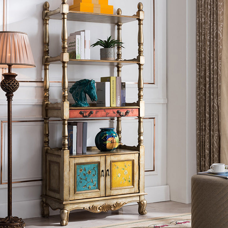 Industrial Rubberwood Chest with Doors Storage Cabinet with Shelves