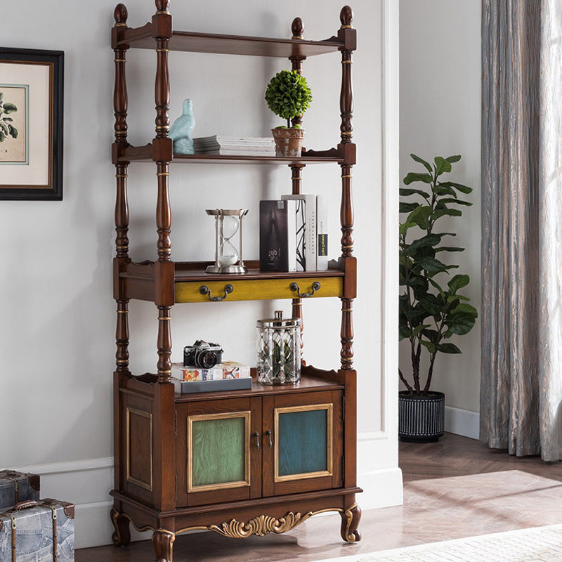 Industrial Rubberwood Chest with Doors Storage Cabinet with Shelves