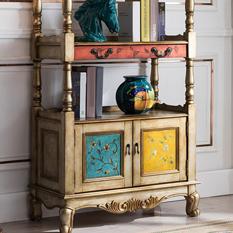 Industrial Rubberwood Chest with Doors Storage Cabinet with Shelves