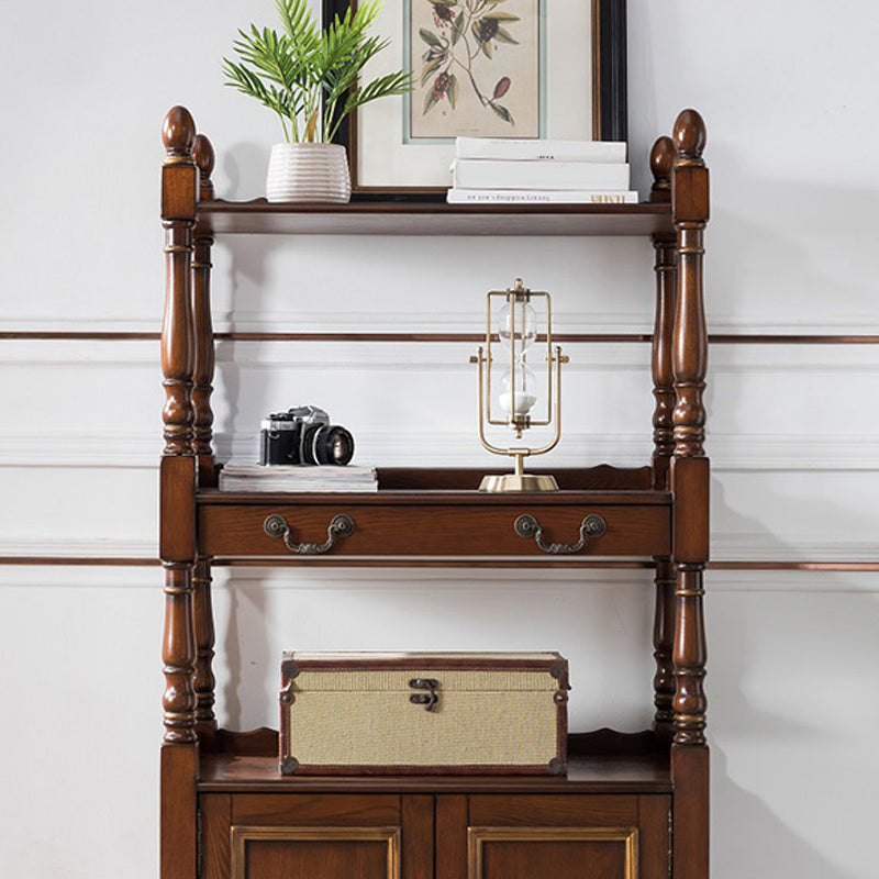 Industrial Rubberwood Chest with Doors Storage Cabinet with Shelves