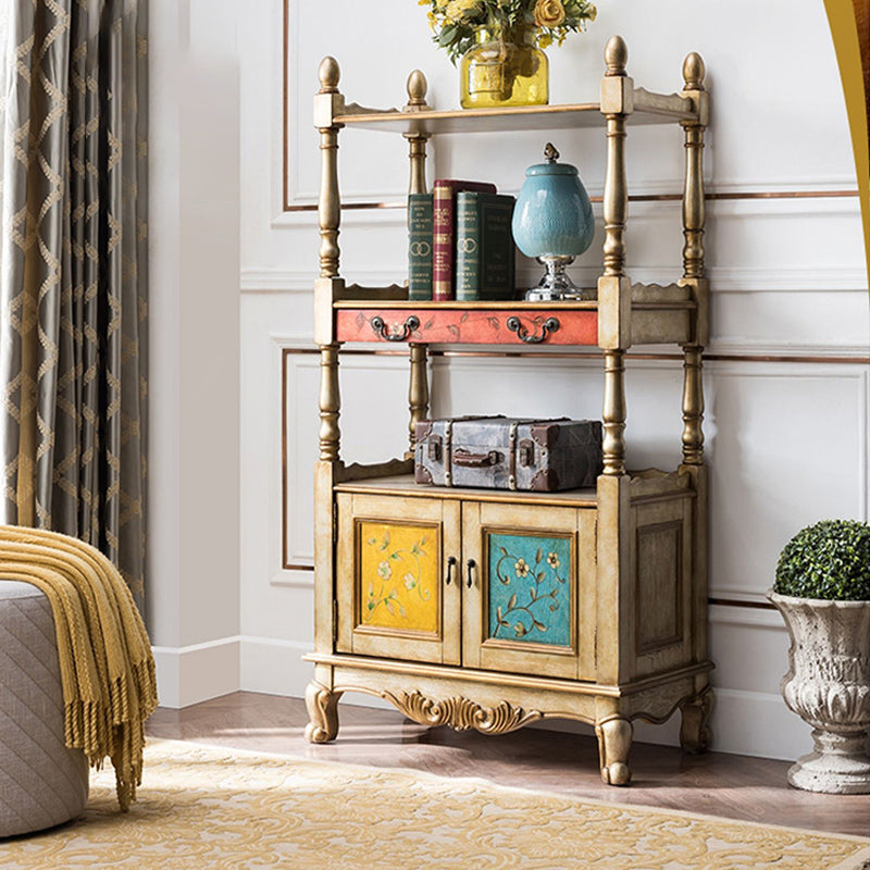 Industrial Rubberwood Chest with Doors Storage Cabinet with Shelves