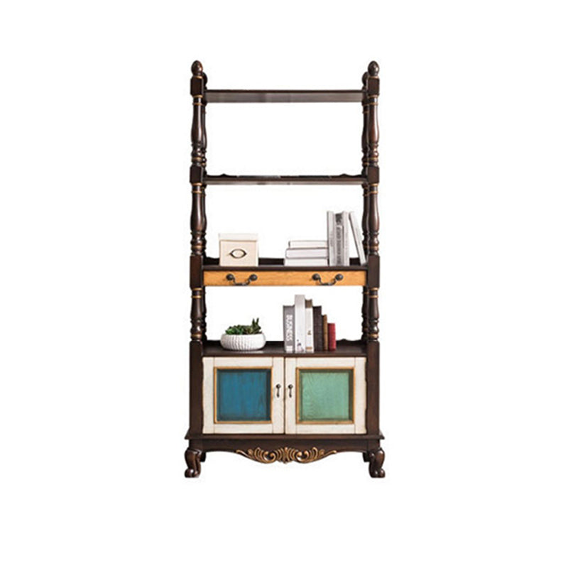 Industrial Rubberwood Chest with Doors Storage Cabinet with Shelves