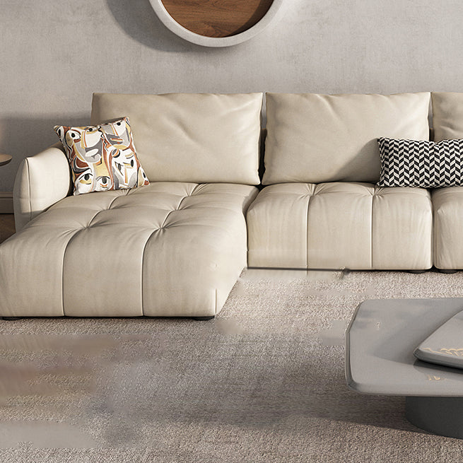 32"H Mid-Century Modern Sectional Sofa Leather Stain-Resistant Sleeper Sectional