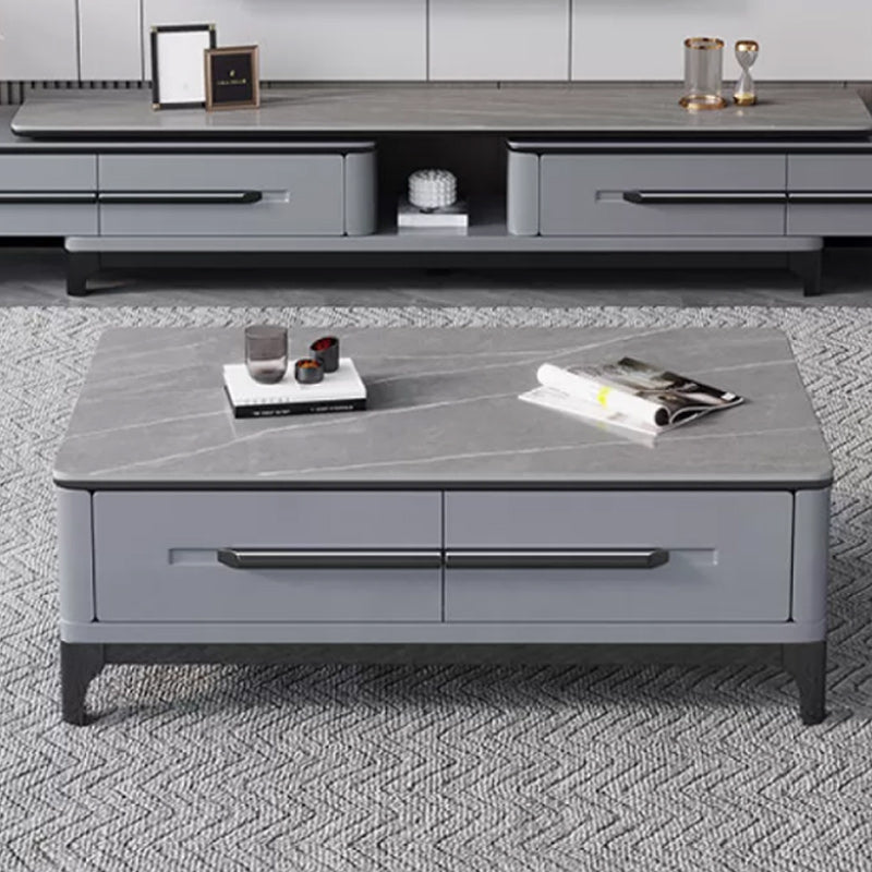 Contemporary Slate Coffee Table Single Rectangle Coffee Table with Storage