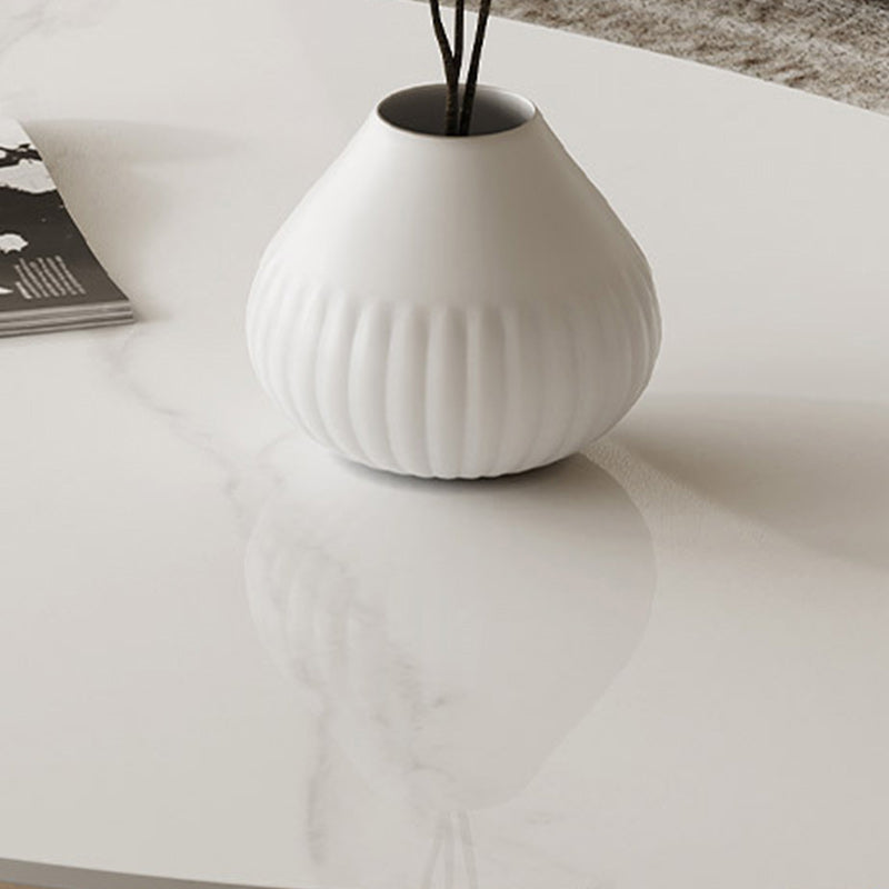 15"H Glam Coffee Table Pedestal Slate Oval Coffee Cocktail Table