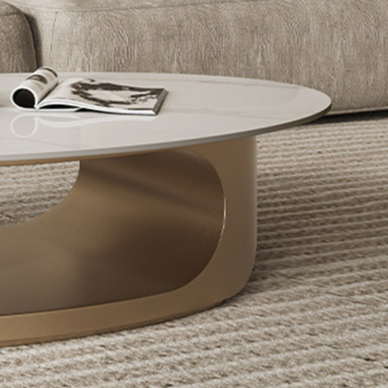 15"H Glam Coffee Table Pedestal Slate Oval Coffee Cocktail Table