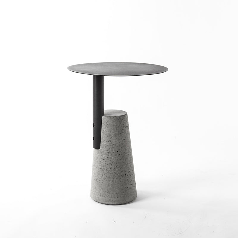 Iron Top End Side Table Concrete Pedestal Sofa Side Accent Table