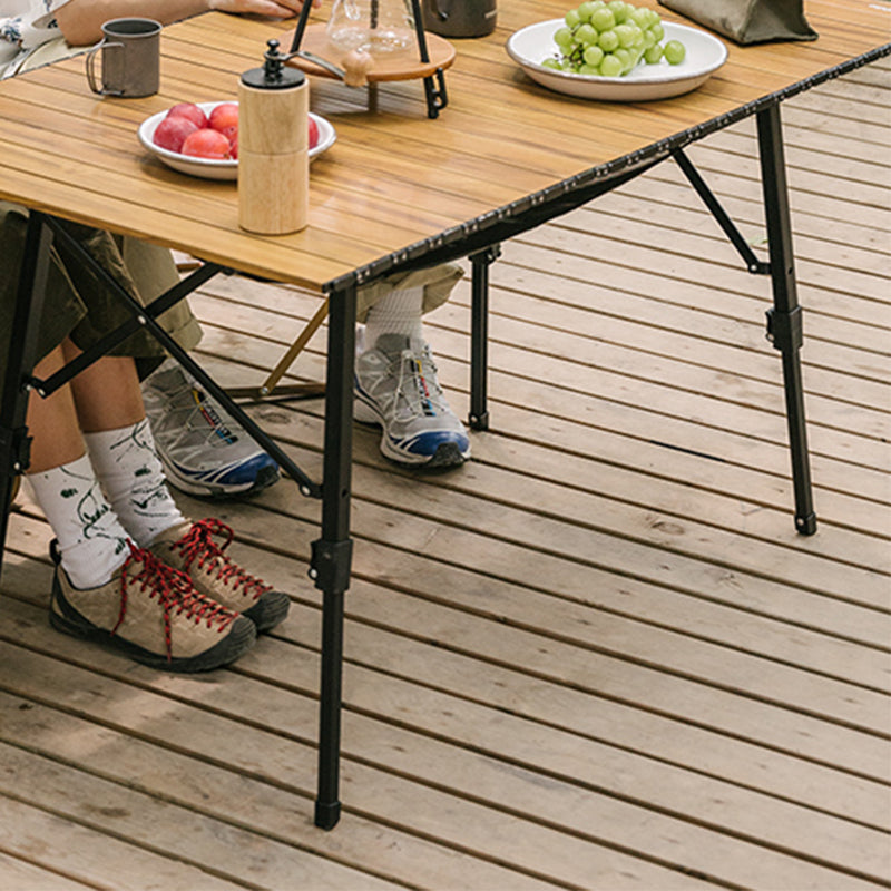 Wood Camping Table Industrial Rectangle Lift Table with Metal Frame