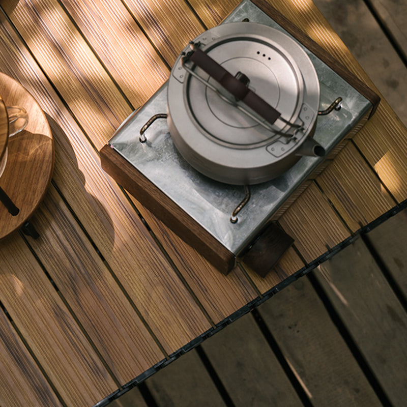 Wood Camping Table Industrial Rectangle Lift Table with Metal Frame