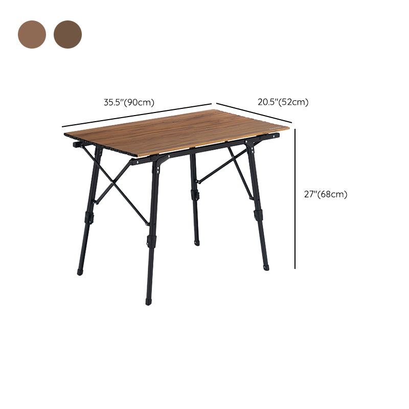 Wood Camping Table Industrial Rectangle Lift Table with Metal Frame