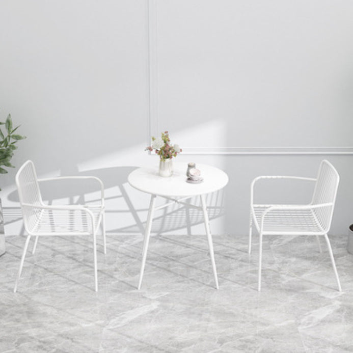 Modern Metallic Finish Bistro Table Set 1/2/3 Pcs Metal Bistro Set