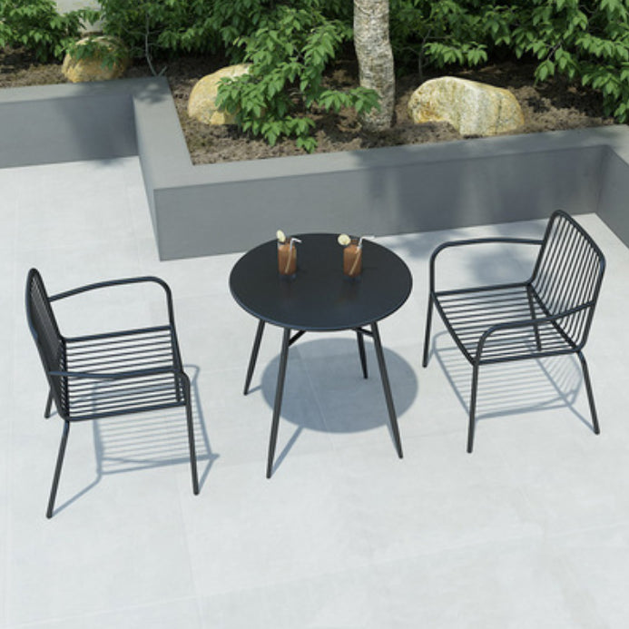 Modern Metallic Finish Bistro Table Set 1/2/3 Pcs Metal Bistro Set