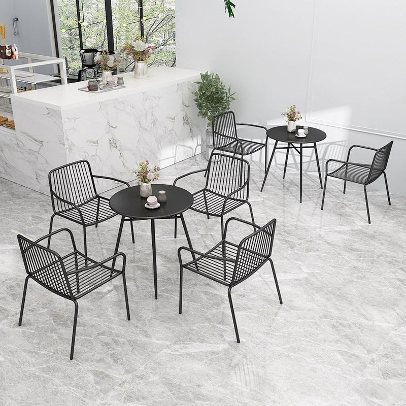 Modern Metallic Finish Bistro Table Set 1/2/3 Pcs Metal Bistro Set