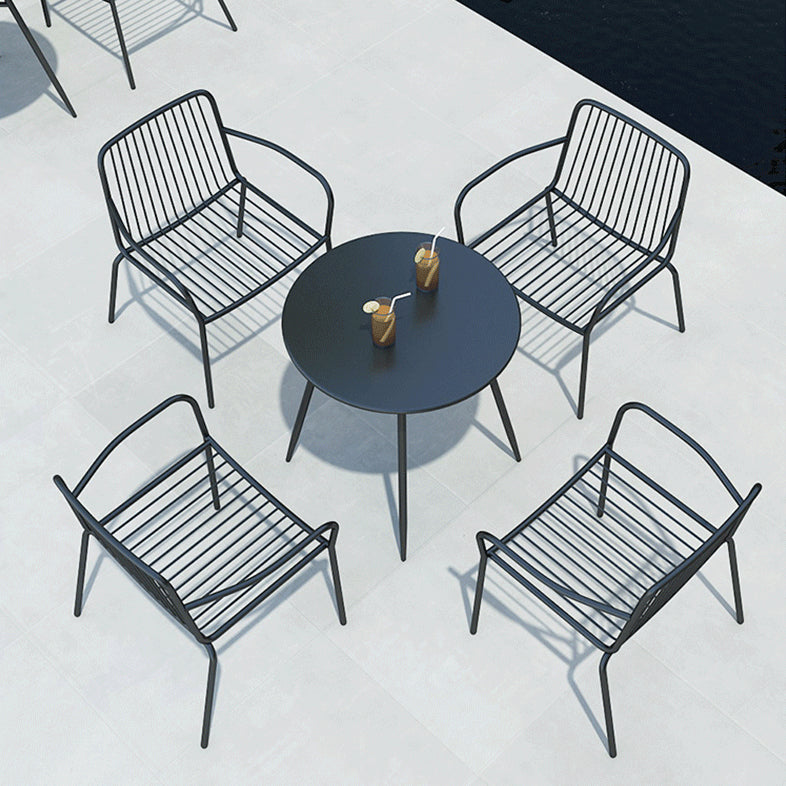 Modern Metallic Finish Bistro Table Set 1/2/3 Pcs Metal Bistro Set