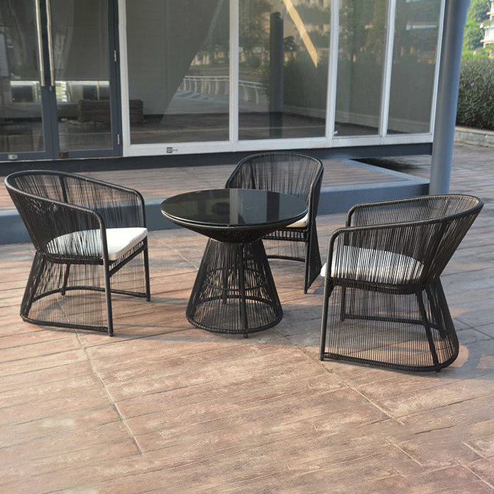 Glass Top Modern Dining Table Set 1/2/3/4/5 Pcs Balck Metal Dining Set