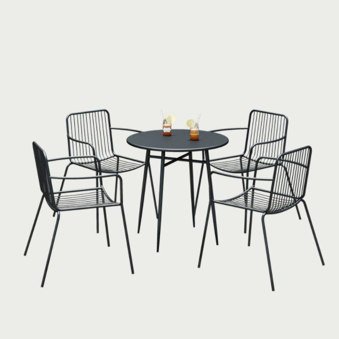 Modern Round Dining Table Set 1/3/5 Pcs Metal Outdoor Dining Set