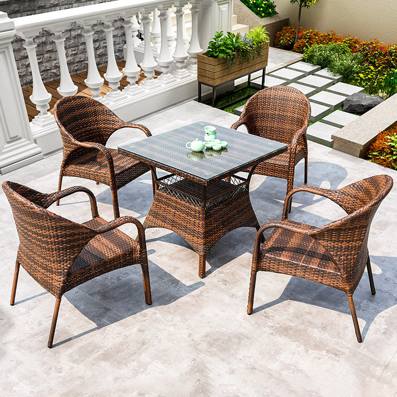 Modern Style 1/5 Pieces Dining Set PE Wicker Dining Table Set for Outdoor