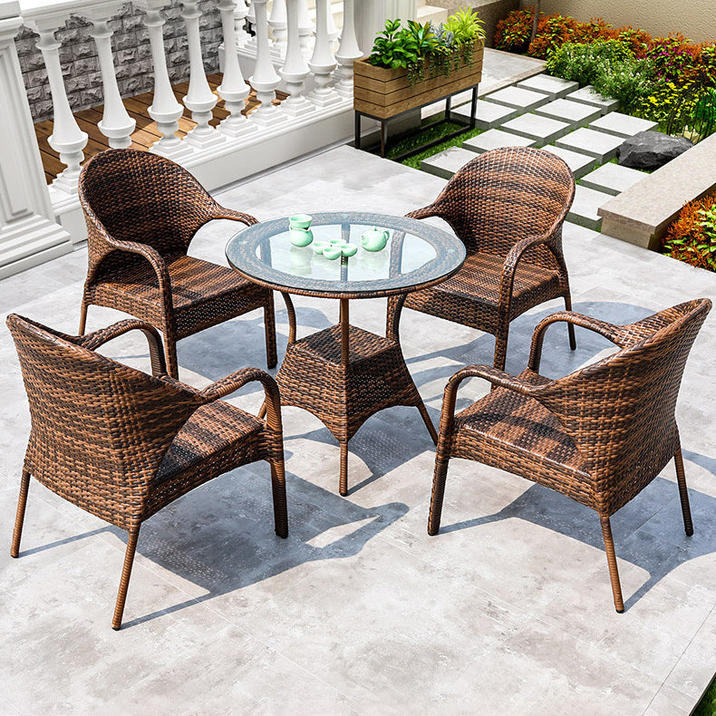 Modern Style 1/5 Pieces Dining Set PE Wicker Dining Table Set for Outdoor