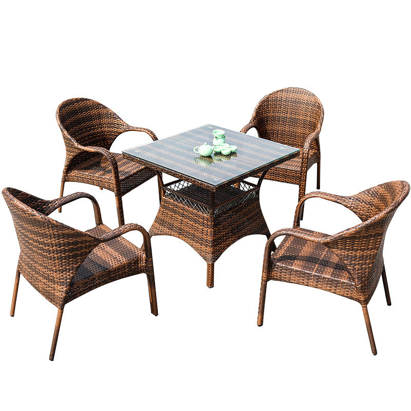 Modern Style 1/5 Pieces Dining Set PE Wicker Dining Table Set for Outdoor