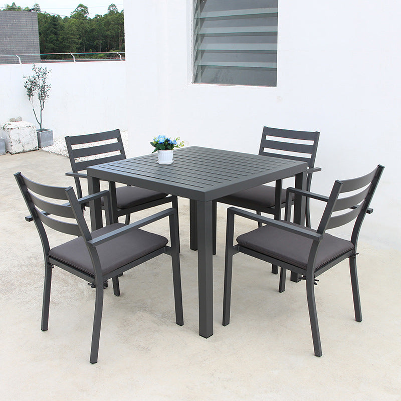 Modern Style 1/5 Pieces Metal Dining Set Square Dining Table Set for Outdoor