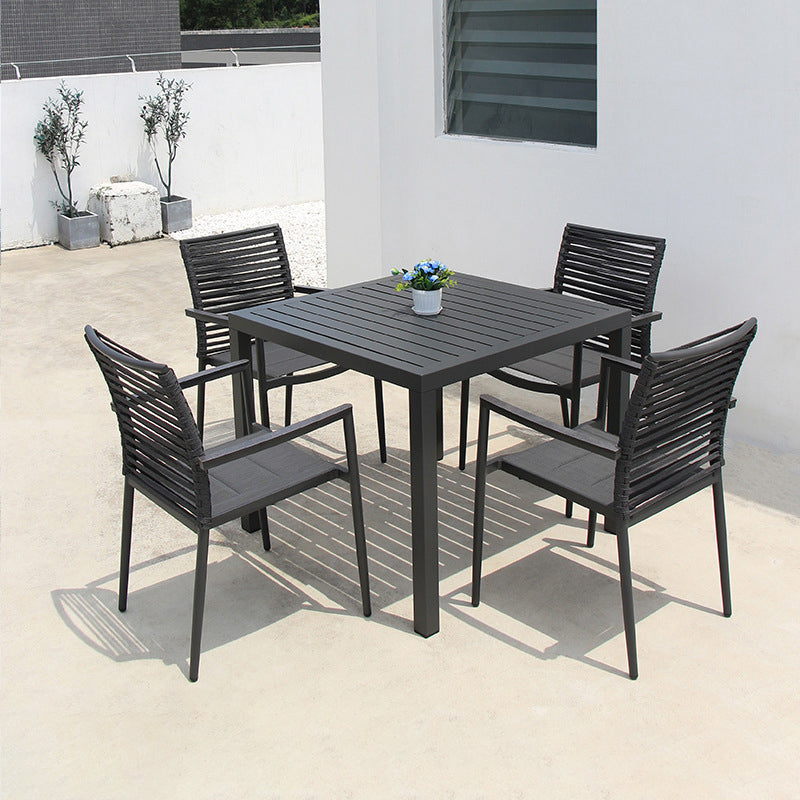 Modern Style 1/5 Pieces Metal Dining Set Square Dining Table Set for Outdoor