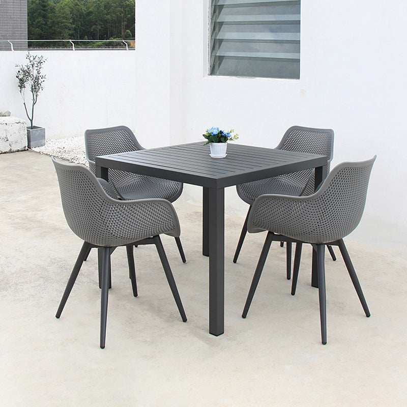 Modern Style 1/5 Pieces Metal Dining Set Square Dining Table Set for Outdoor