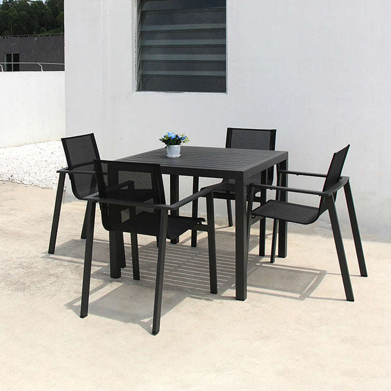 Modern Style 1/5 Pieces Metal Dining Set Square Dining Table Set for Outdoor