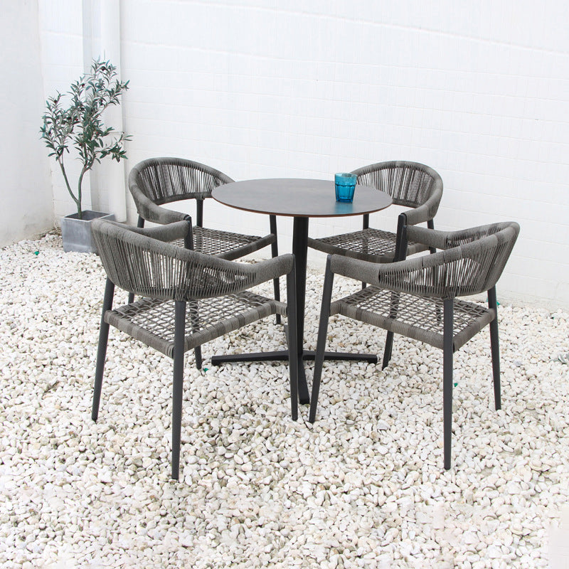 Modern Style 1/3/5 Pieces Metal Dining Set Round Dining Table Set for Outdoor