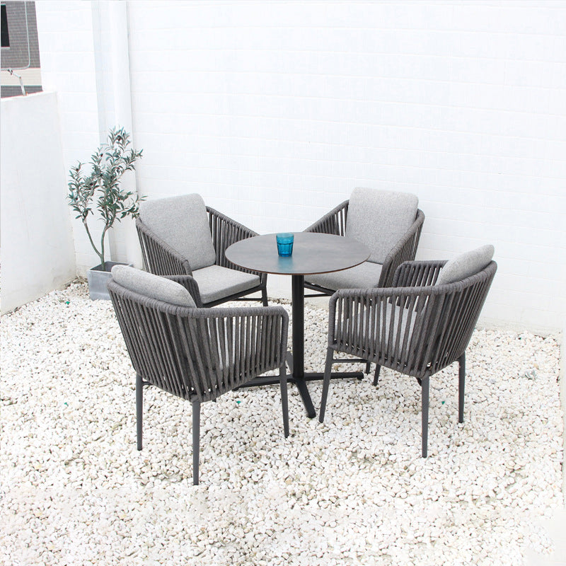 Modern Style 1/3/5 Pieces Metal Dining Set Round Dining Table Set for Outdoor