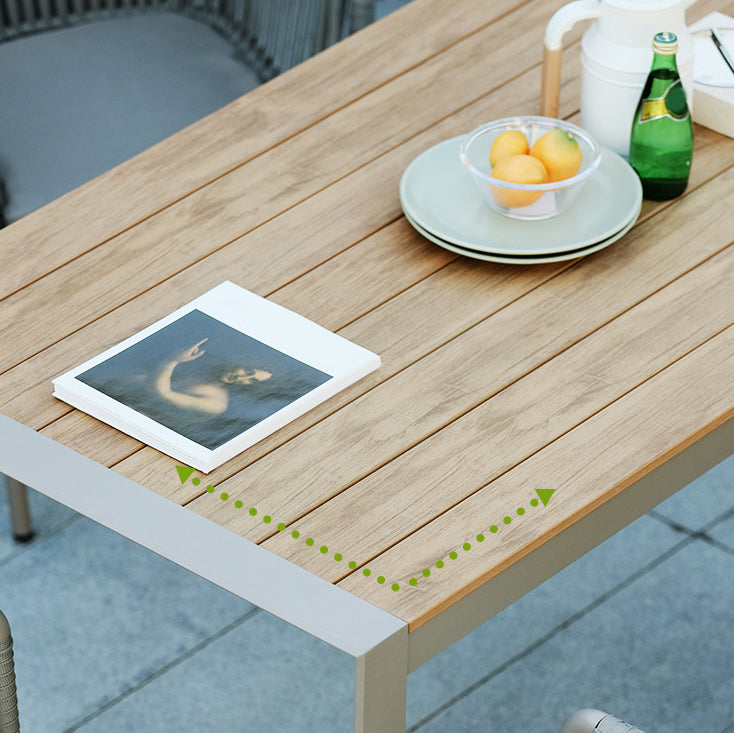 Modern 1/2/3/5/7 Pieces Metal Dining Set Wood Dining Table Set for Outdoor