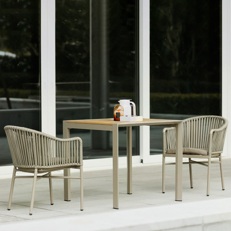 Modern 1/2/3/5/7 Pieces Metal Dining Set Wood Dining Table Set for Outdoor