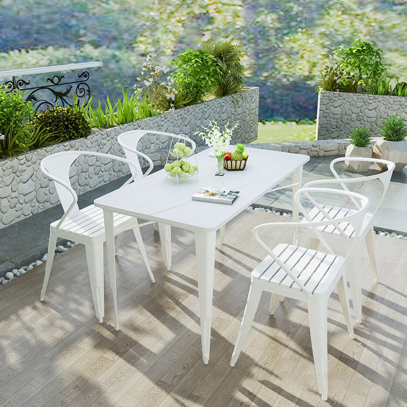 Modern 1/5 Pieces Metal Dining Set Stone Dining Table Set for Outdoor