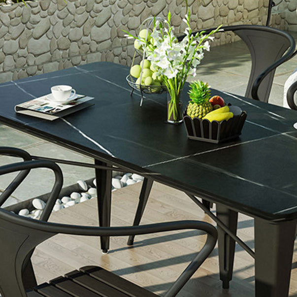 Modern 1/5 Pieces Metal Dining Set Stone Dining Table Set for Outdoor