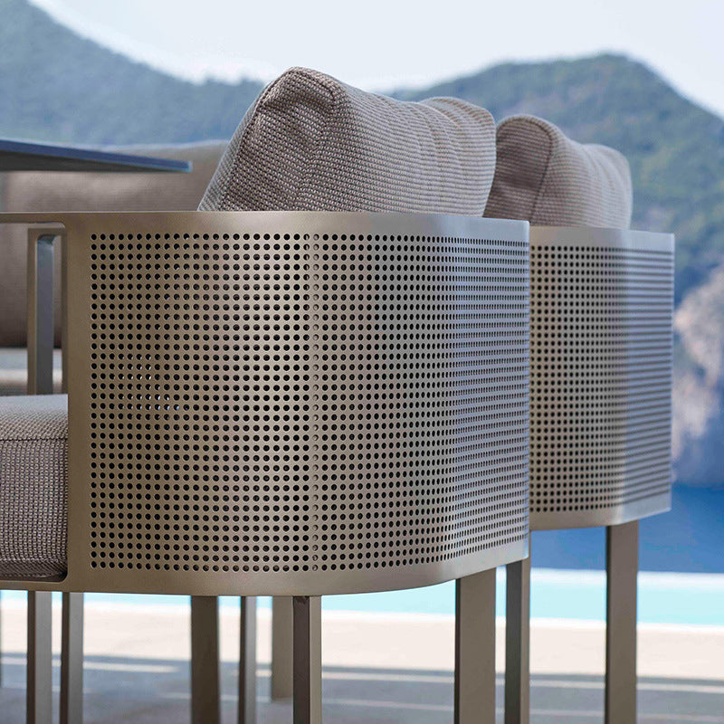 Modern Style 1/7/9 Pieces Metal Dining Set Stone Dining Table Set for Outdoor