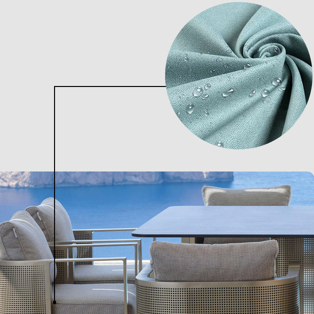 Modern Style 1/7/9 Pieces Metal Dining Set Stone Dining Table Set for Outdoor