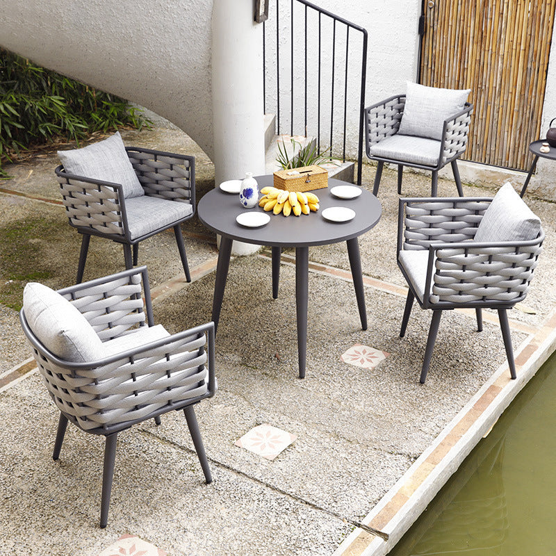 1/5/7 Pieces Modern Metal Dining Set Stone Dining Table Set for Outdoor