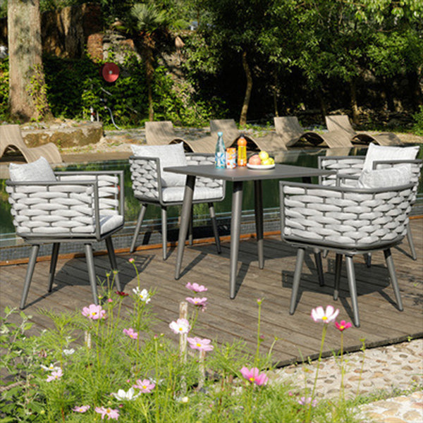 1/5/7 Pieces Modern Metal Dining Set Stone Dining Table Set for Outdoor