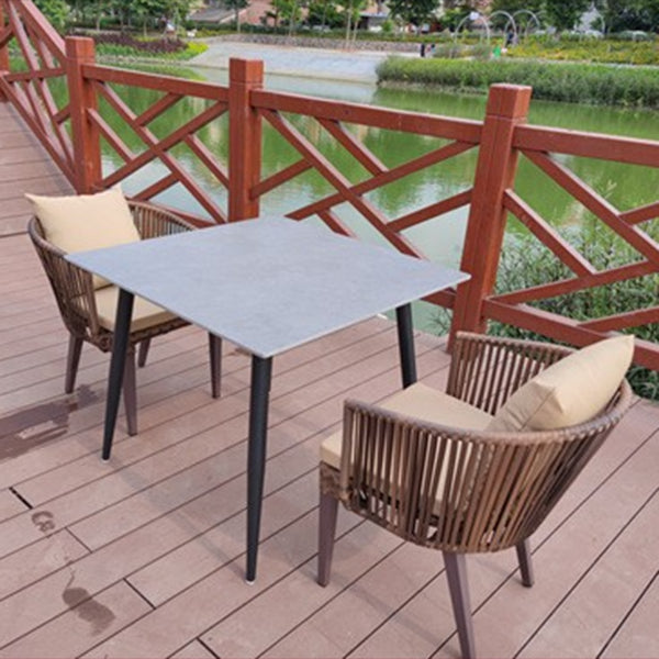 Modern Style 1/3/5/7 Pieces Metal Dining Set Stone Dining Table Set for Outdoor