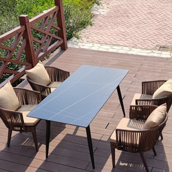 Modern Style 1/3/5/7 Pieces Metal Dining Set Stone Dining Table Set for Outdoor