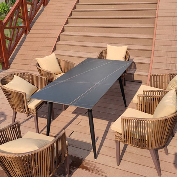 Modern Style 1/3/5/7 Pieces Metal Dining Set Stone Dining Table Set for Outdoor